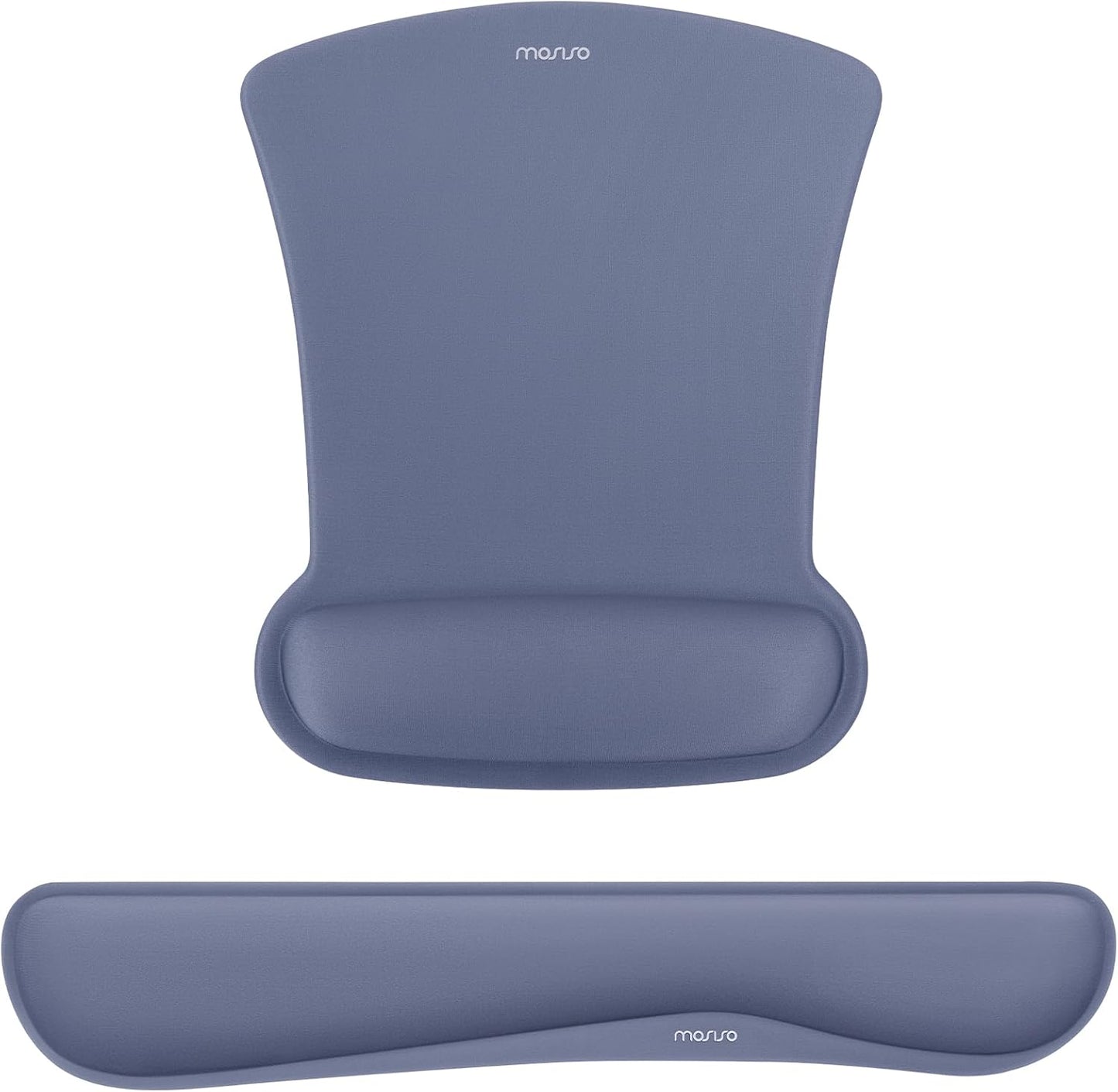 MOSISO Wrist Rest Support for Mouse Pad & Keyboard Set, Ergonomic Mousepad Non-Slip Base Home/Office Pain Relief & Easy Typing Cushion with Neoprene Cloth & Raised Memory Foam, Apricot