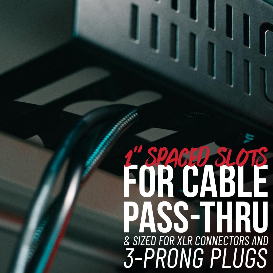 Gator Frameworks Metal Cable Management System - Mounts Under Desk for a Clutter Free Space with 1" Sapced Slots and (6) Cable Ties, (GFW-CBLMGM-MTL)