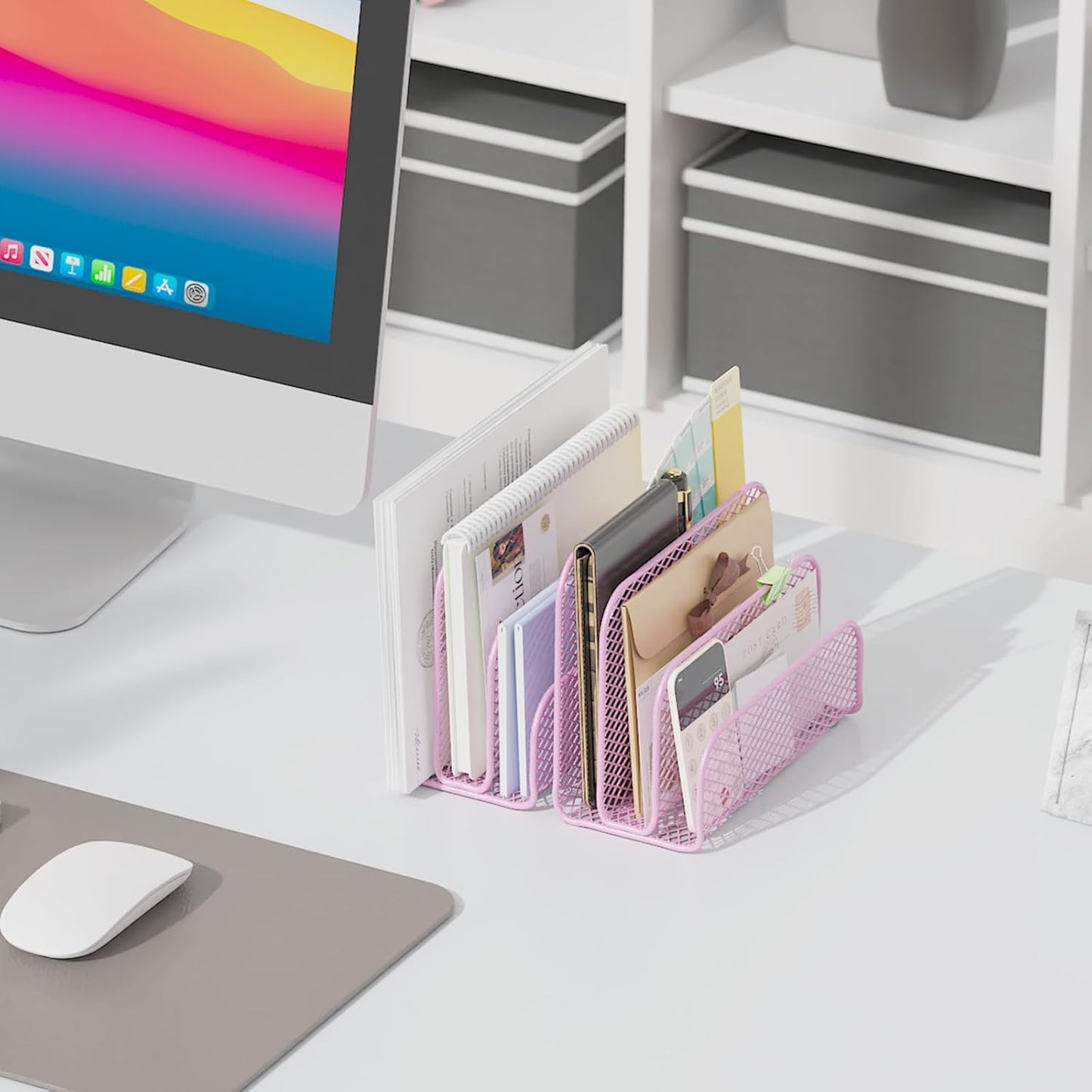 gianotter Mail Organizer Countertop, Metal File Holder with 3-Slot, Rose Gold Desk Accessories & Workspace Organizers (Rose Gold)