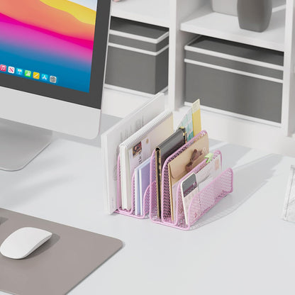 gianotter Mail Organizer Countertop, Metal File Holder with 3-Slot, Rose Gold Desk Accessories & Workspace Organizers (Rose Gold)