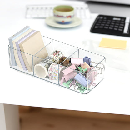ZEXALOR Clear Drawer Organizer, 6 Sections Eyeglass Sunglasses Organizer Holder, Drawer Dividers Office Desk Tray Bathroom Makeup Jewelry Trays (14×7×1.2")