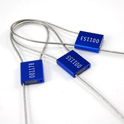 50 Blue Steel Cable Seals Metal High Security Tag Numbered Truck Trailer Seal Anti-Tamper Pull-Tite Security Seal Aluminum Transport Shipping Seal Self-Locking Safety Ties ISO 17712