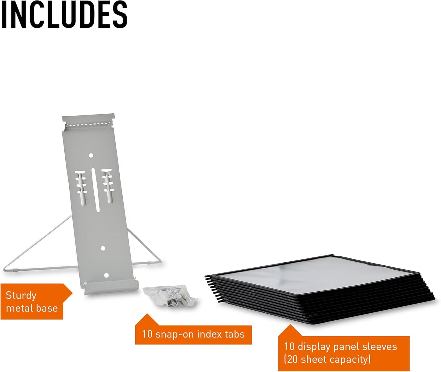 Durable Instaview20 Pocket Expandable Desktop Reference System - Letter Size 10 Double-Sided Panels - Black Color Borders