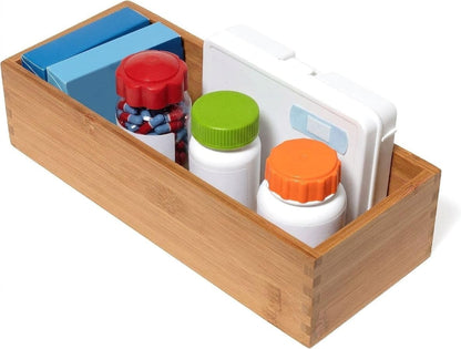 Lipper International Bamboo Wood Utensil Holder Storage Box for Cooking Tools, Makeup, or Office Supplies, 4" x 9 1/4" x 3"