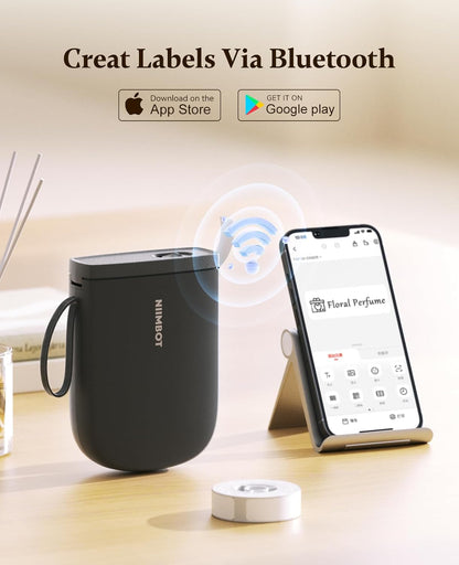 NIIMBOT 300 DPI D11 Label Maker Machine with 1 Tape, Mini Portable Label Printer, Bluetooth Thermal Label Printer Sticker Labeler for Office Home Kitchen School Organization, White