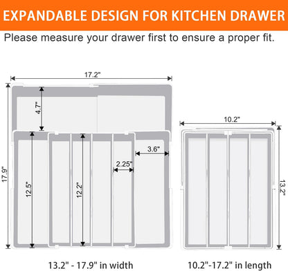 Spaclear Silverware Organizer - Expandable Kitchen Drawer Organizer, Utensil Drawer Organizer, Adjustable Plastic Flatware and Cutlery Holder, Kitchen Organizers Storage for Forks Knives, Black