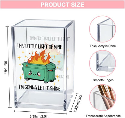 Everything is Figureoutable Acrylic Cosmetic Pencil Pen Holder Cup, Emotional Dumpster Fire Pencil Pen Holder Cup, Therapy Gifts, Mental Health Gifts for Women Colleague Boss Teacher