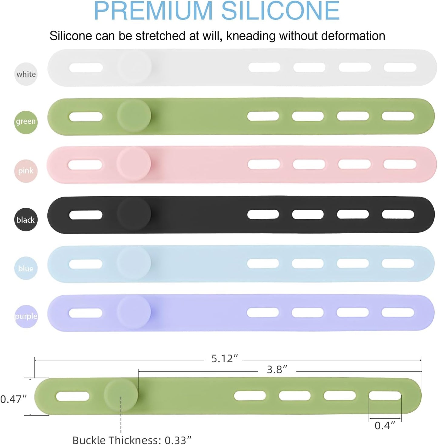 Donruby 24Pcs Silicone Cable Ties - Reusable & Washable with Locking Buckles, Adjustable Fastening Cable Management Straps, Multi-Purpose High Elasticity Cord Organizer (Purple)