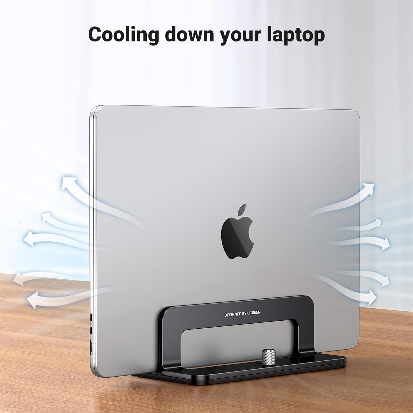 UGREEN Vertical Laptop Stand Holder for Desk Compatible with MacBook Pro, MacBook Air Stand Vertical Aluminum Adjustable for Up to 17.3 Inch Gaming Laptop, Gray