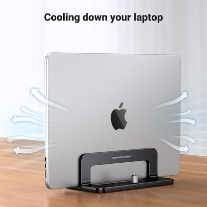 UGREEN Vertical Laptop Stand Holder for Desk Compatible with MacBook Pro, MacBook Air Stand Vertical Aluminum Adjustable for Up to 17.3 Inch Gaming Laptop, Gray