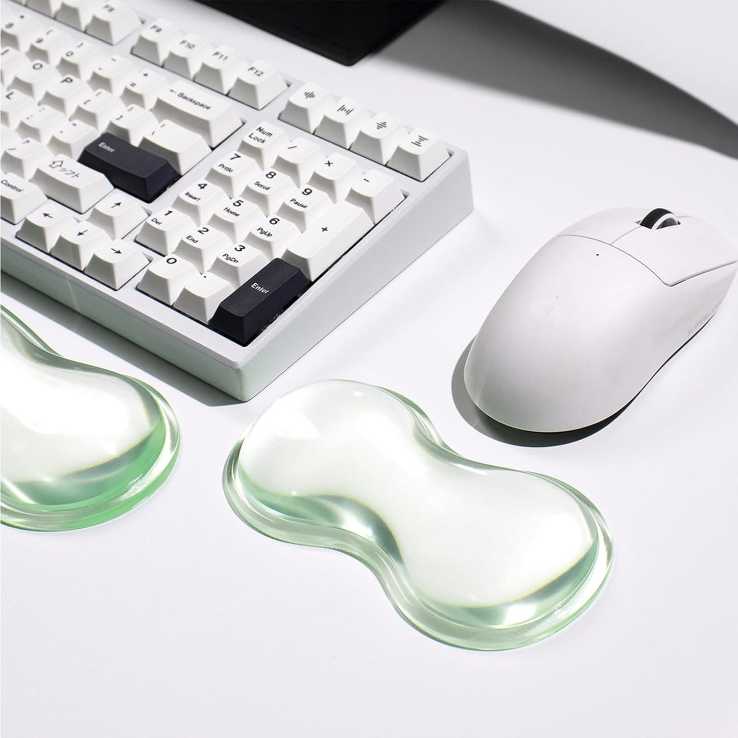 Clear Gel Wrist Rest for Keyboard and Mouse, Green Silicone Mouse Wrist Rest Set, Cute Ergonomic Wrist Rest for Keyboard 60%/75%(Green)