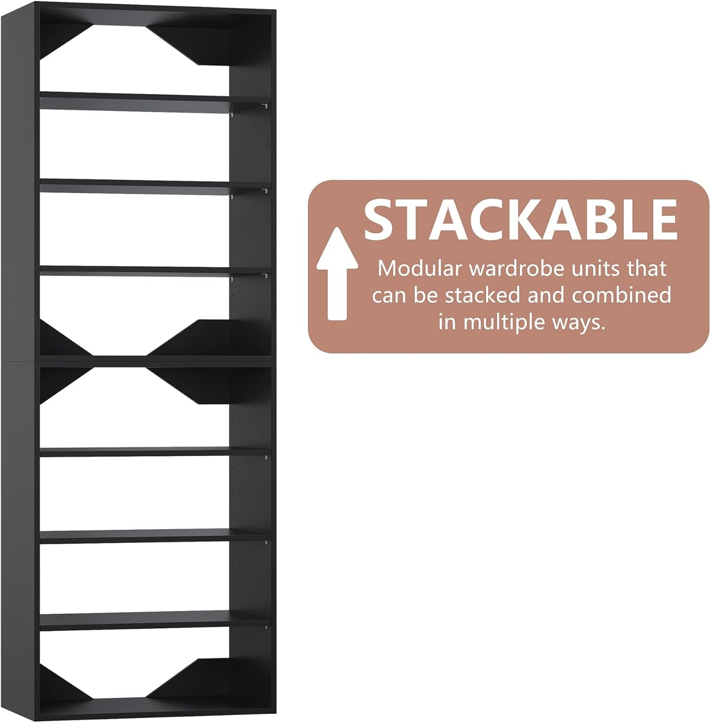4-Drawer Stackable Storage Organizer Unit for Closet, Modular Wood Closet Storage Bins with Drawers, Closet She-lf Organizer Basket for Hanging Clothes, Wood, 25.5"W