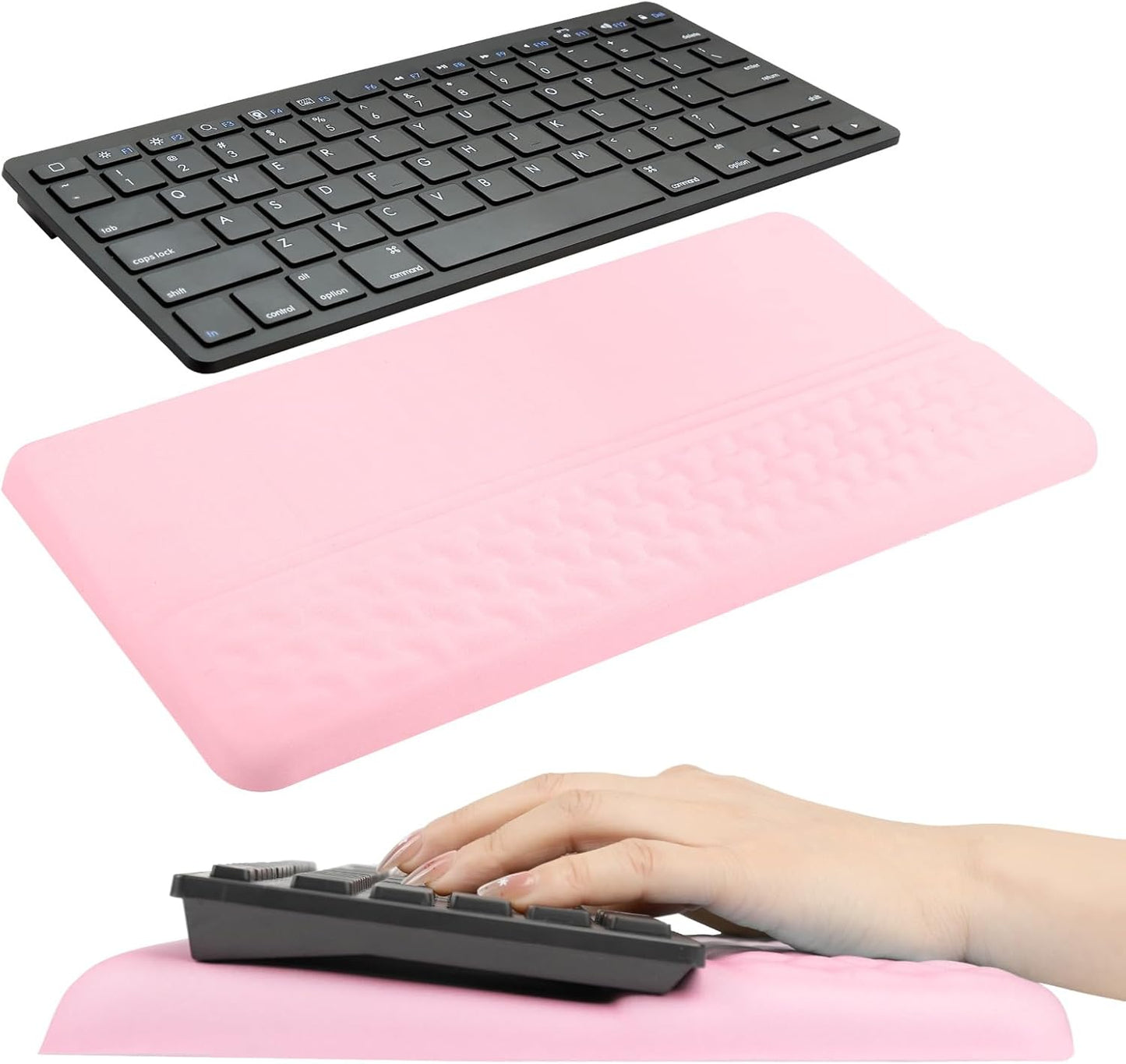 Keyboard Wrist Rest with Ergonomic Height - Computer Keyboard Stand & Soft Cushioned Pad for Wrist Pain Relief - Non-Slip Typing Support for Office, Gaming & Home (Black)