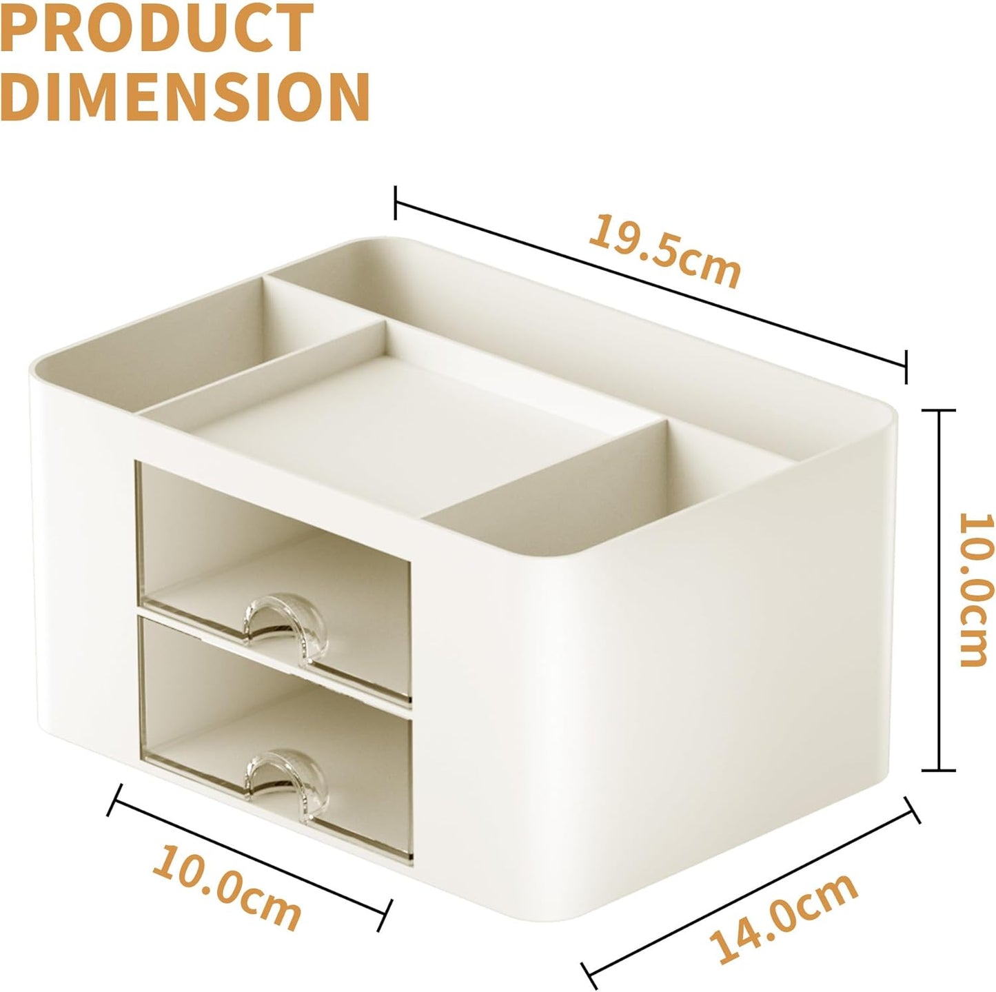 Marbrasse Pen Organizer with 2 Drawer, Multi-Functional Pencil Holder for Desk, Desk Organizers and Accessories with 5 Compartments + Drawer for Office Art Supplies (White)