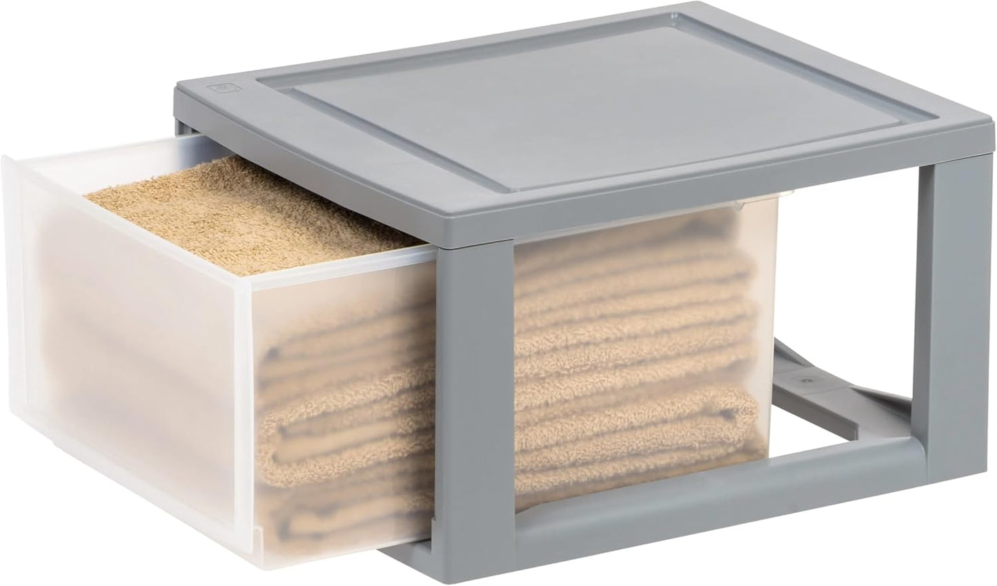 14 Qt Medium Plastic Drawers, Under Bed Storage Bins, Stackable, Modular