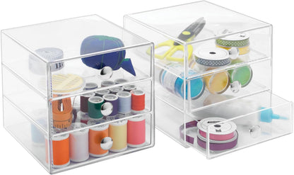 iDesign 3-Drawer Plastic Vanity Organizer, Compact Storage Organization Drawers Set for Cosmetics, Dental Supplies, Hair Care, Bathroom, Dorm, Desk, Countertop, Office, 6.5" x 6.5" x 6.5", White