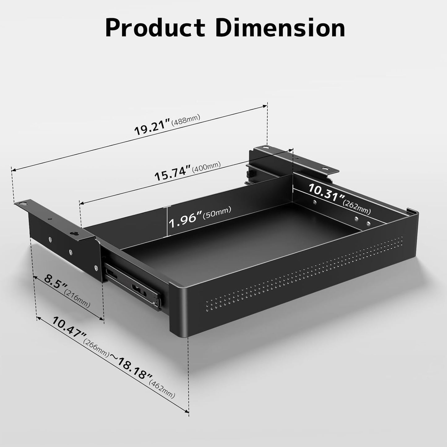 PUTORSEN Under Desk Storage Drawer 15.74" Wide - Smooth Slide Out Organizer for Standing Desk & Home Office,Max Load 17.6 lbs,Quiet Glide, White