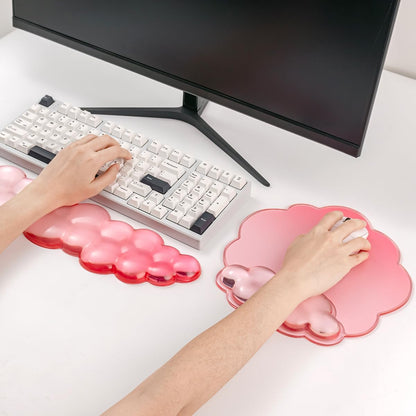 Gel Wrist Rest and Cloud Mouse Pad Support for Keyboard and Mouse - Ergonomic Pink Keyboard Wrist Pad Set for Typing Pain Relief/Computer/Laptop/Gaming/Home/Office (Cloud Shape, Gradient Blue Pink)