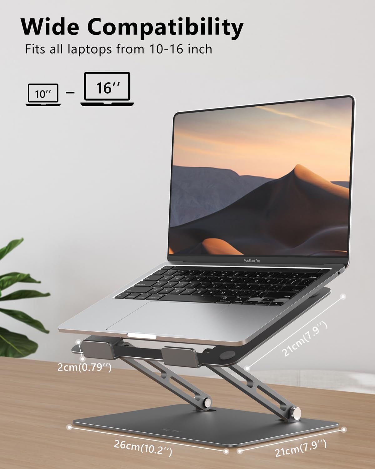 JCZT Adjustable Laptop Stand for Desk, Metal Foldable Laptop Riser, Portable Laptop Holder Mount, Ventilated Cooling Computer Notebook Stand for MacBook Air Pro, All 10-16'' Notebooks Laptops, Gold