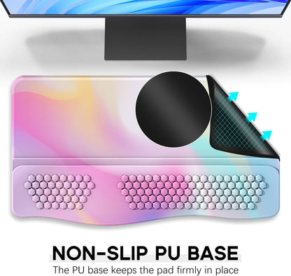 JIKIOU Keyboard Stand with Wrist Rest, Computer Keyboard Stand Pad with Non-Slip Base, Comfy Ergonomic Keyboard Riser Holder for Gaming Office Home 17.13x9.5 in Black