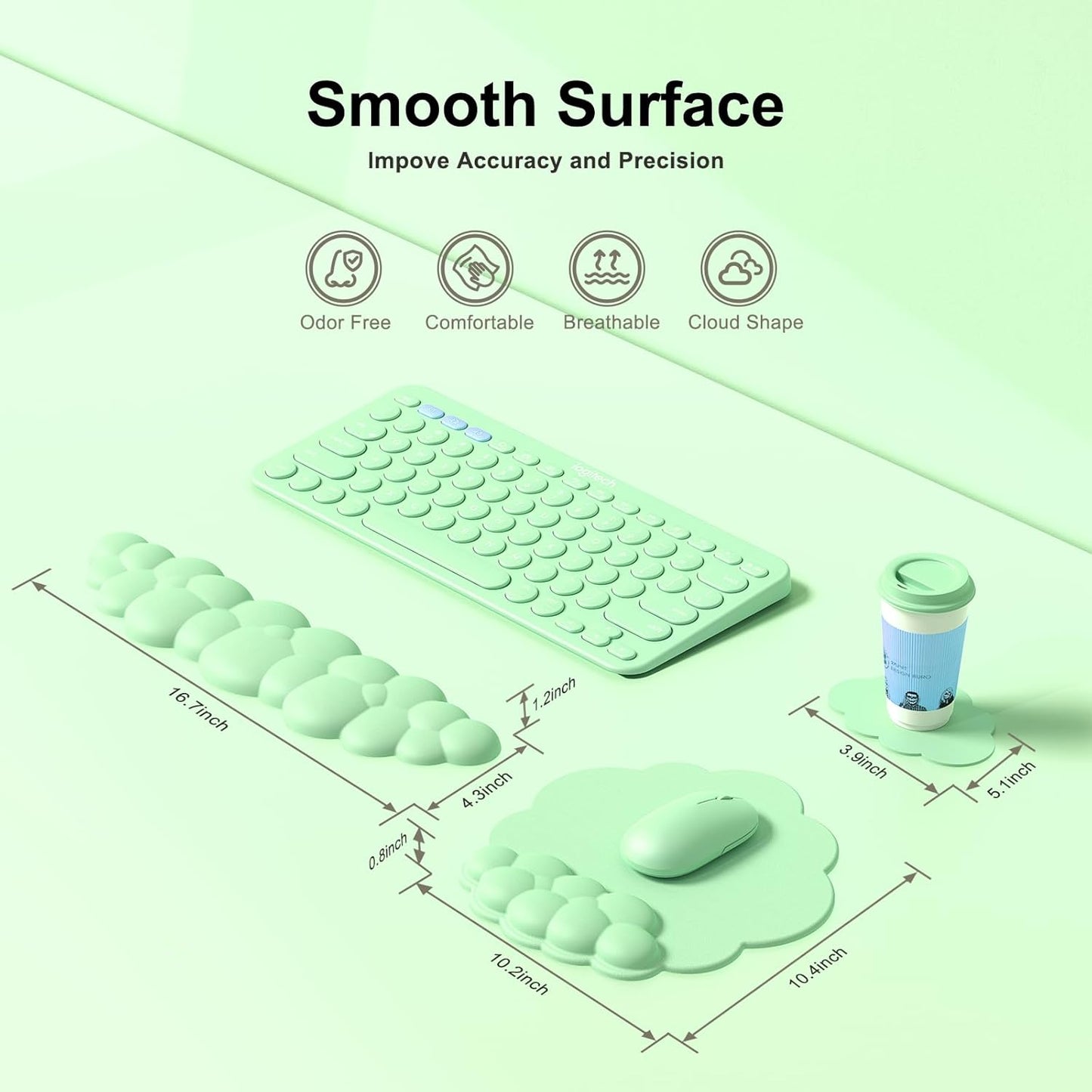 MOKURU Cloud Mouse Pad with Wrist Rest, Cloud Keyboard Wrist Rest, Mouse Pad Wrist Support, Ergonomic Keyboard Mouse Wrist Support White