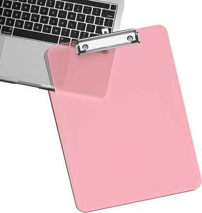 Rimilak 8.5 x 11 Plastic Clipboards Set of 2, Low Profile Metal Clip, Translucent Board, 12.5 x 9 in Letter Size, Office Supply, Back to School, Purple