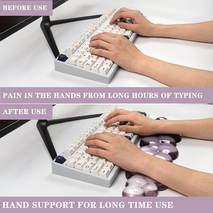 Gel Keyboard and Mouse Wrist Rest Set – Clear Cloud Wrist Rest for Computer Keyboard 60%/68%/75%, Comfort & Support for Typing and Gaming(Purple Green)