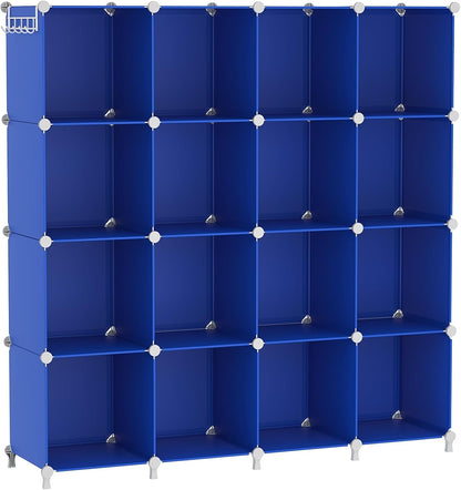 AWTATOS Cube Storage Organizer, 16 Cube Closet Organizer, Stackable Storage Cube Shelves, DIY Portable Closet Clothes Organizer Shelving for Bedroom, Closet, Wardrobe, Bathroom, White