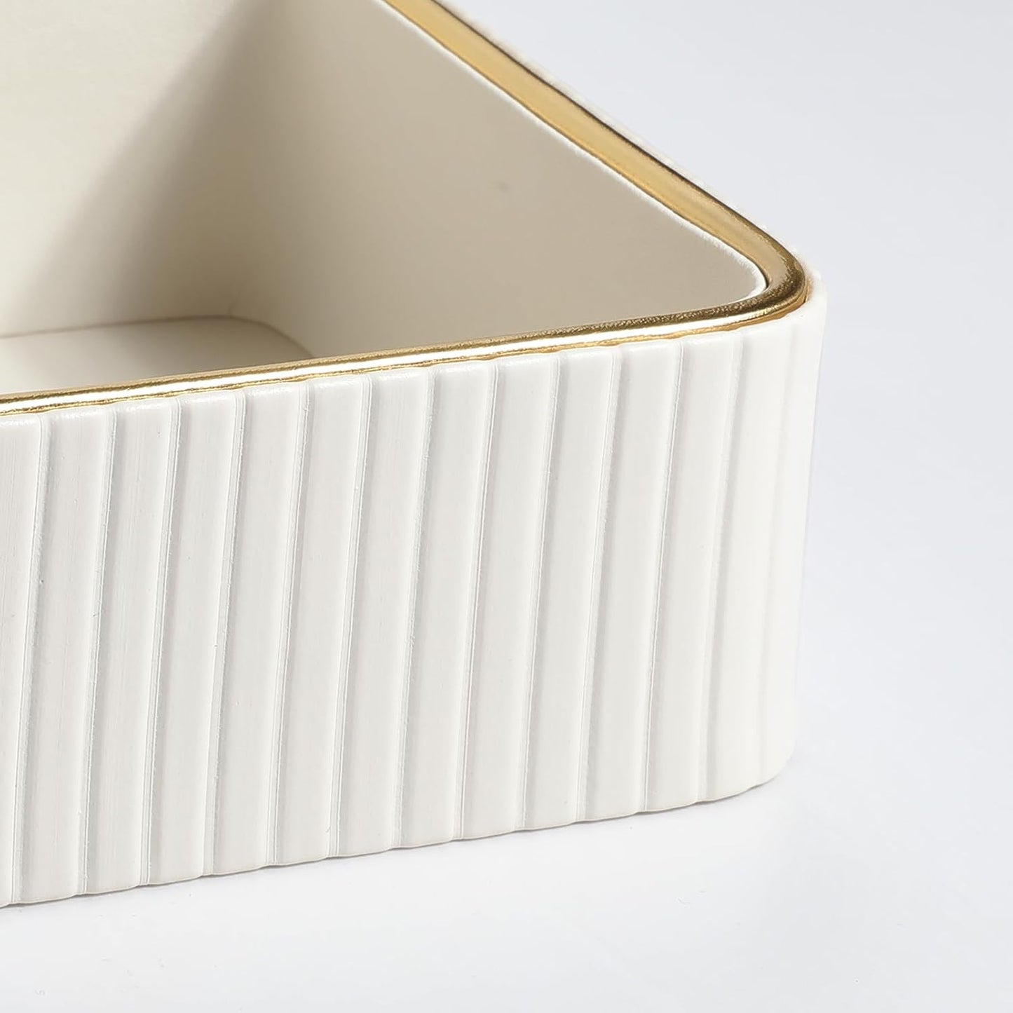 Desk Organizer Tray, PU Leather Nightstand Organizer Perfume Valet Tray for Men Women, Decorative Vanity Trays Trinket Dish Key Bowl for Entryway Table (2pcs, Ivory, Large+Small)