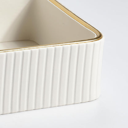 Desk Organizer Tray, PU Leather Nightstand Organizer Perfume Valet Tray for Men Women, Decorative Vanity Trays Trinket Dish Key Bowl for Entryway Table (2pcs, Ivory, Large+Small)