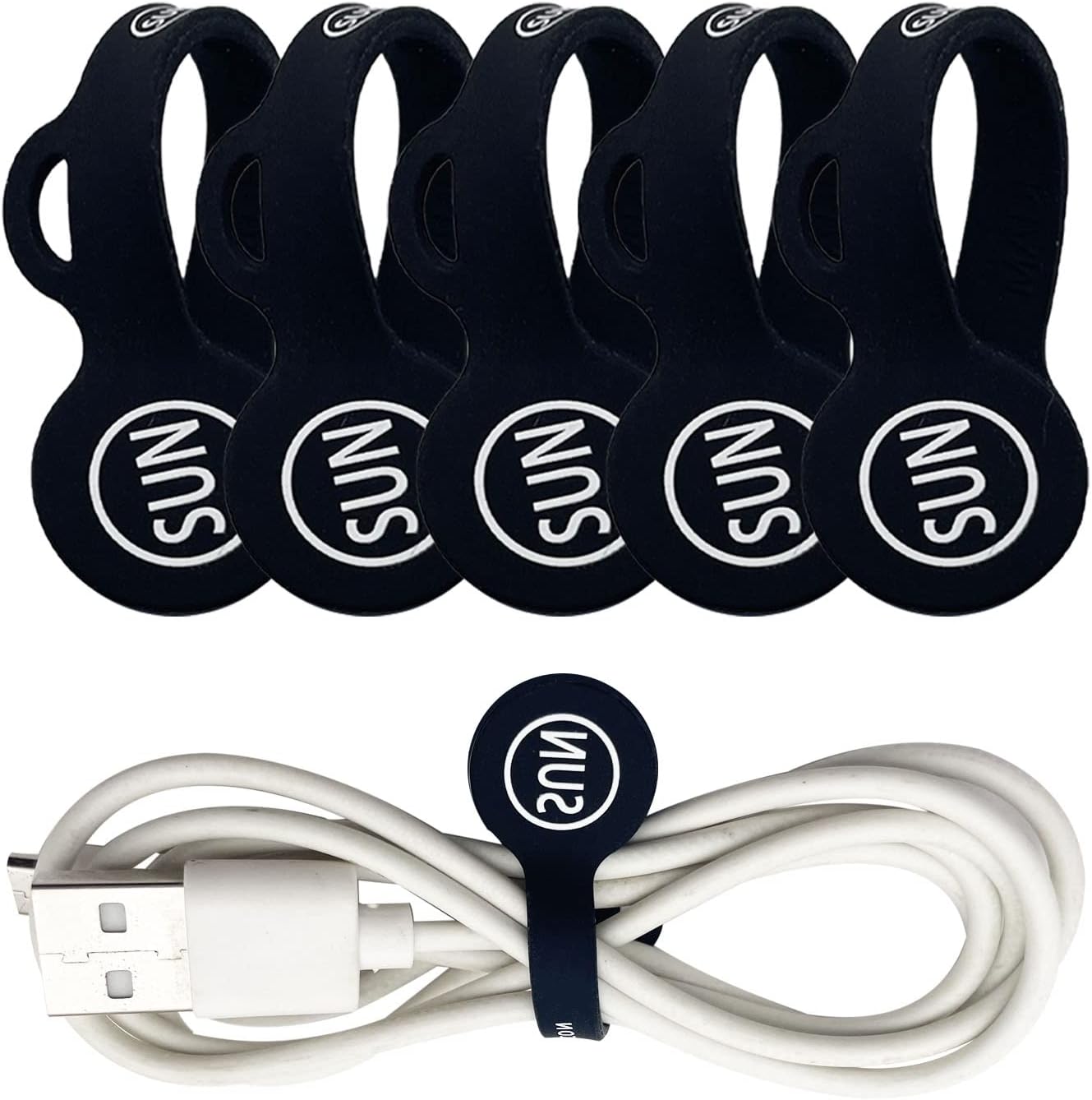 SUNFICON Magnetic Cable Clips Cable Organizers Earbuds Cords Clips Bookmark Whiteboard Noticeboard Fridge Magnets USB Cable Managers Keepers Ties Straps for Home Kitchen,Office,School,5 Pack White