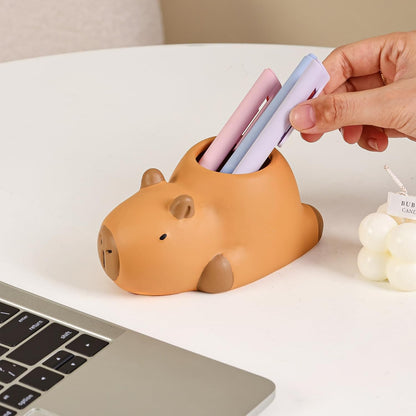 Pen Holder for Desk, Ceramic Capybara Cute Pencil Holder, Makeup Brush Holder, Desktop Organizer Storage Pen Cup for Office Home Decor