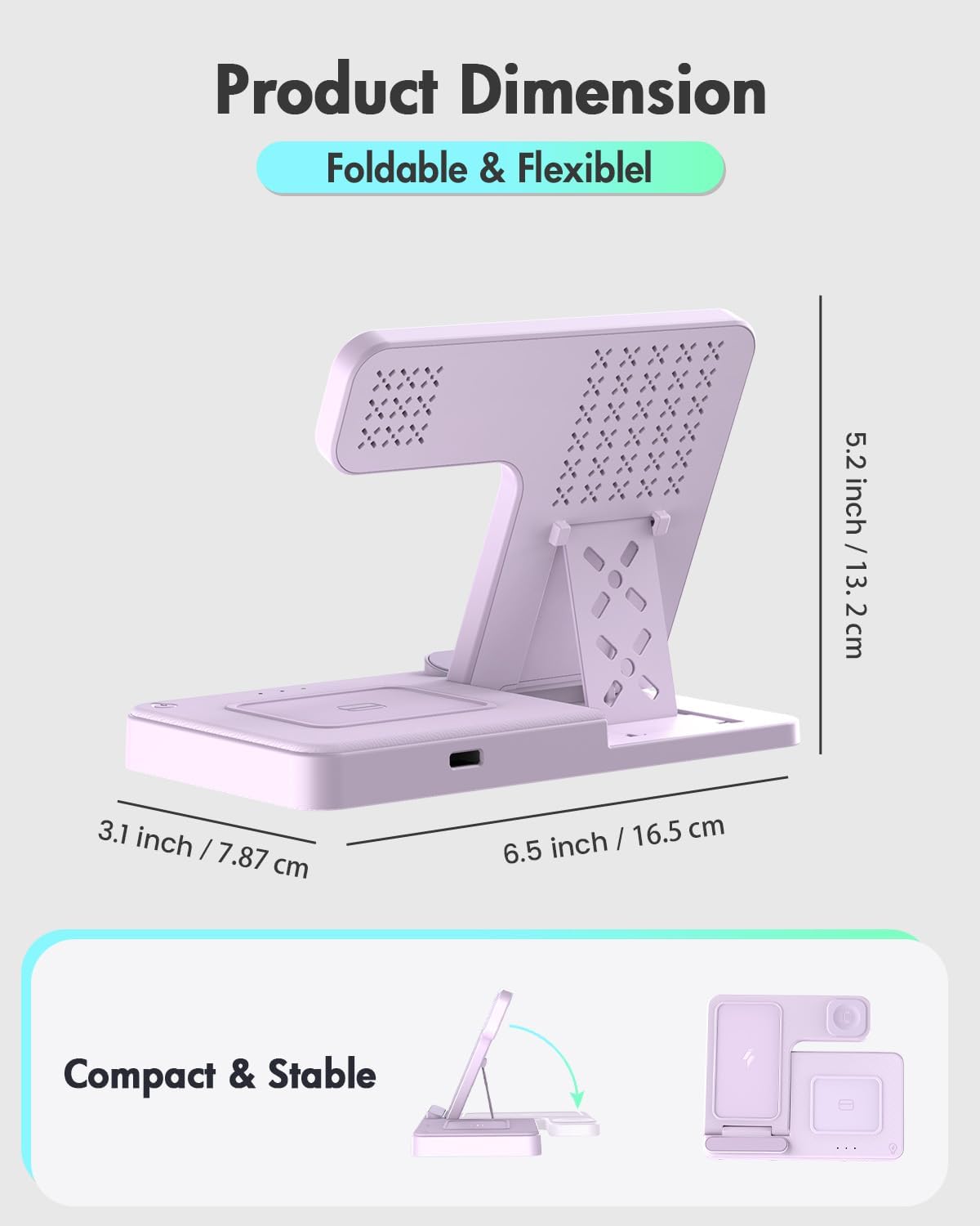 Wireless Charger Stand Charging Station: 3 in 1 Charger Stand Multiple Devices for Apple - iPhone 17 16e 16 15 14 Pro Max 13 12 - Watch 11 10 9 8 7 6 5 4 3 2 SE and Ultra Series-Airpods 4 3 Pro, Pink