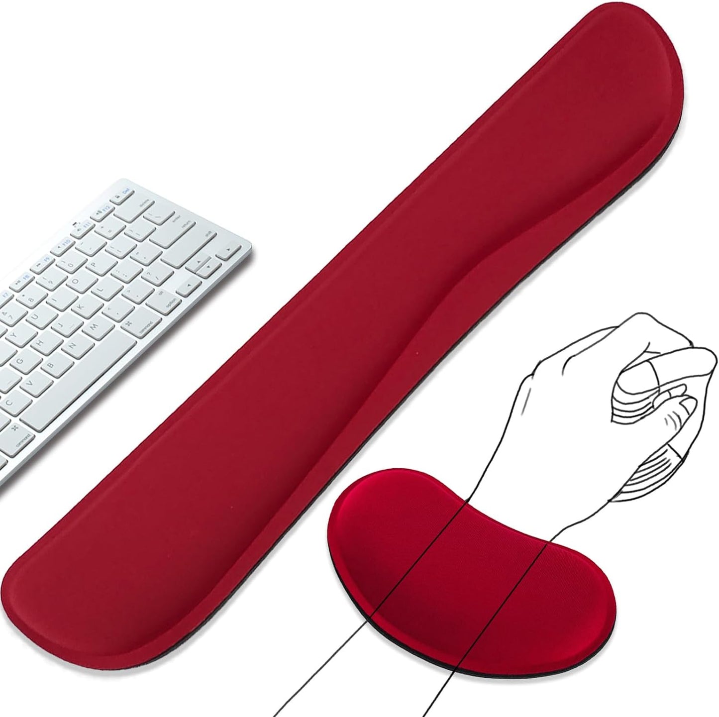 Keyboard Wrist Rest and Mouse Wrist Rest Set - Ergonomic Memory Foam Wrist Cushion - for Wrist Support on Computer, Laptop, Office, Playing Games, Typing Relieves Wrist Pain Black