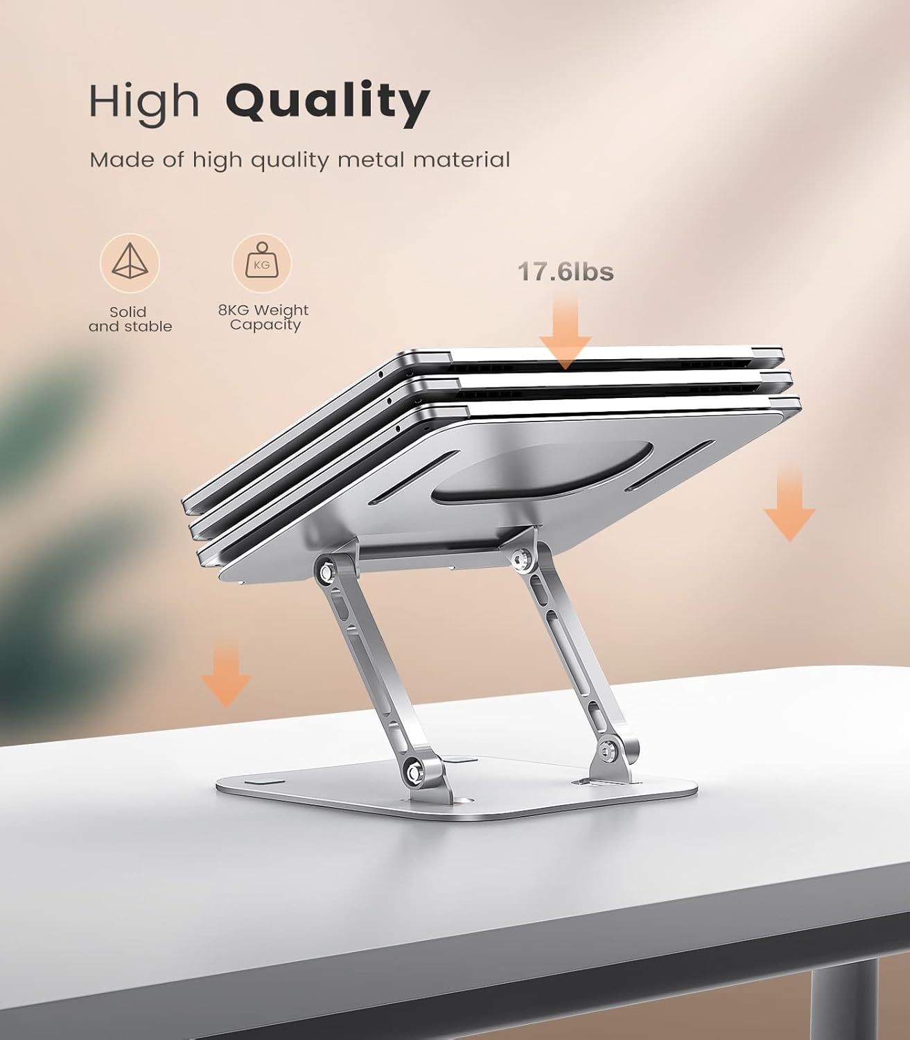 JOIOT Laptop Stand, Adjustable Laptop Stand for Desk, Aluminum Computer Stand Portable Laptop Riser, Foldable Laptop Holder for Mac HP ASUS Acer Surface ThinkPad Dell Lenovo