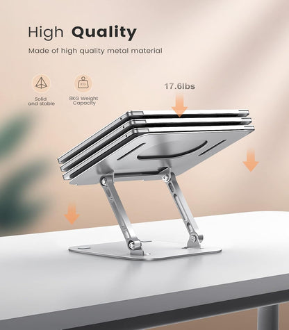 JOIOT Laptop Stand, Adjustable Laptop Stand for Desk, Aluminum Computer Stand Portable Laptop Riser, Foldable Laptop Holder for Mac HP ASUS Acer Surface ThinkPad Dell Lenovo