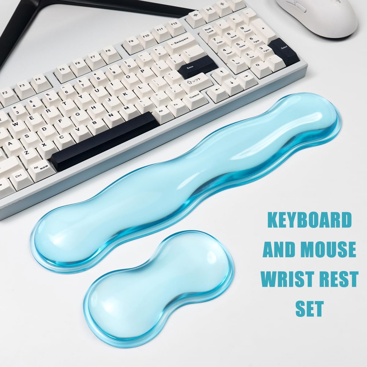 Clear Gel Wrist Rest for Keyboard and Mouse, Green Silicone Mouse Wrist Rest Set, Cute Ergonomic Wrist Rest for Keyboard 60%/75%(Green)