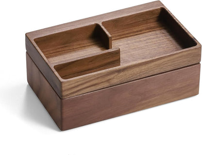 Valet Tray Box, Beech Wooden Storage Box with Magnetic Rotating, Office Desk Daily Supplies Organizer (Beech)