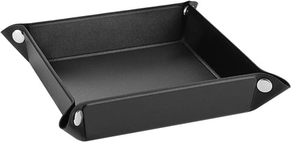 Luxspire Valet tray, PU Leather Tray, Catchall Tray, Men Women Jewelry Key Tray, Desk Storage Plate for Key Coin Phone Jewelry Wallet, Medium Size - Black