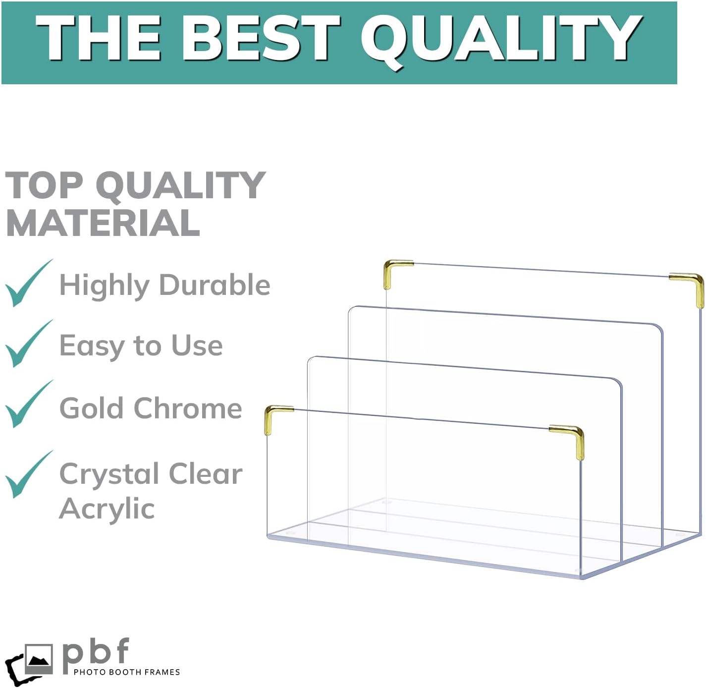 pbf Acrylic File Holder | Clear Acrylic Desk Organizer with Gold Accents | 3-Level Folder Holder, Mail Sorter, & Laptop Stand
