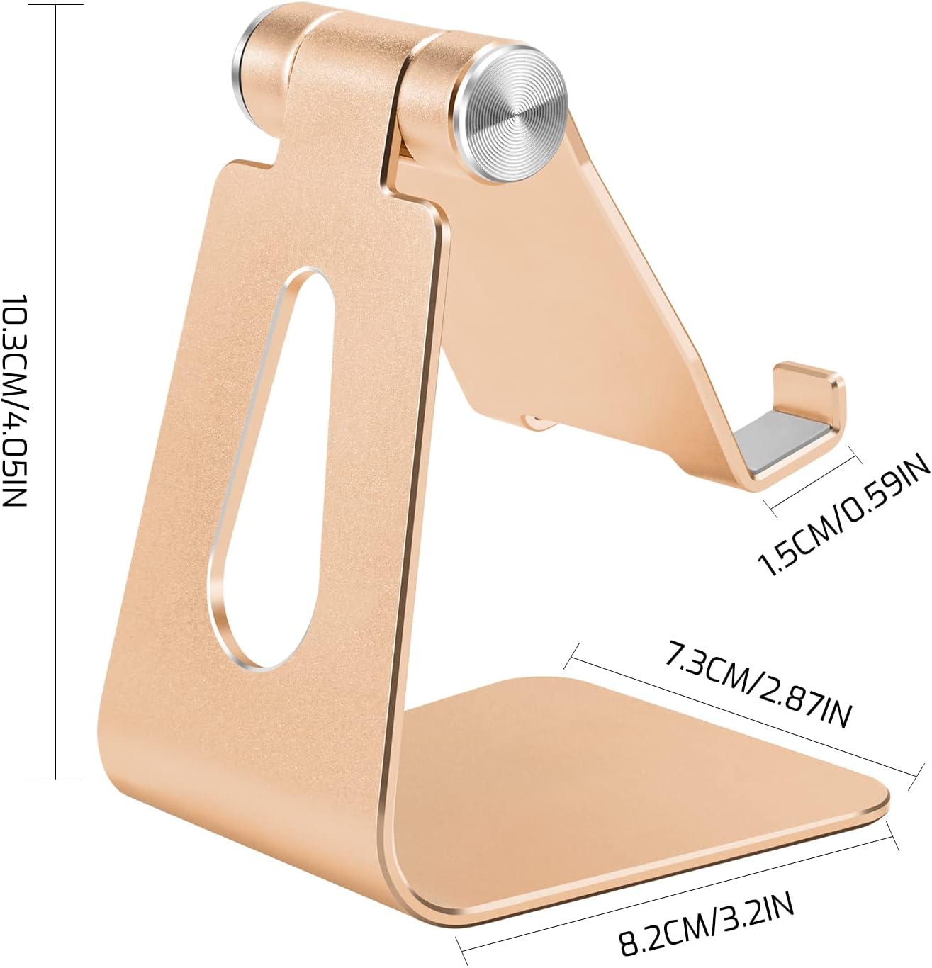 Adjustable Aluminum Alloy Cell Phone Stand, Tabletop Metal Phone Holder,Desktop Phone Dock,Smartphone Cradle,Gold