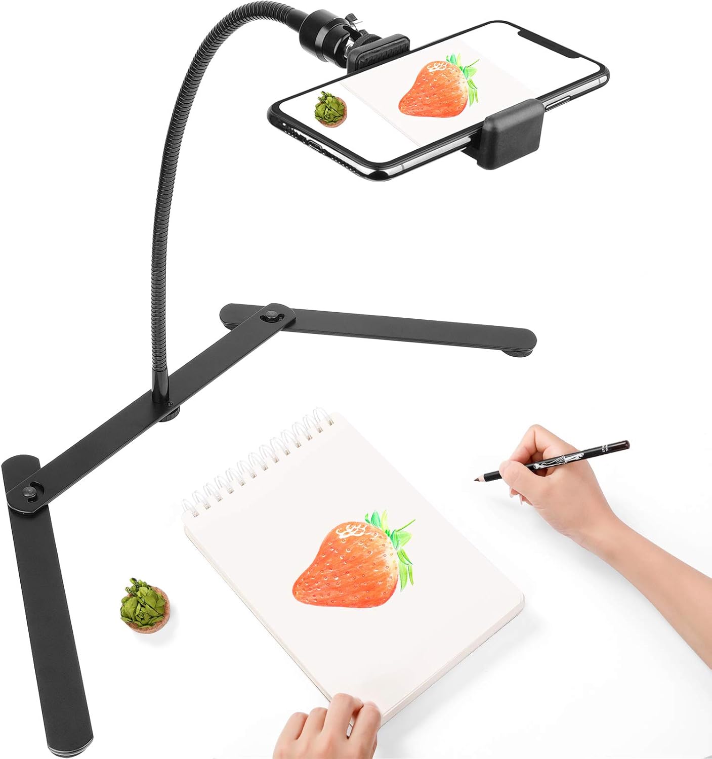 Overhead Video Stand Phone Holder Articulating Arm Phone Mount Table Top ChromLives Scissor Boom Arm Articulating Phone Stand Tablet Phone Holder for Streaming Phone Baking Crafting