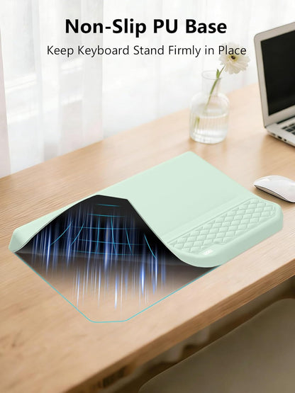 2-in-1 Ergonomic Keyboard Stand with Wrist Rest, Comfy Keyboard Riser Holder with Massage Design, Black