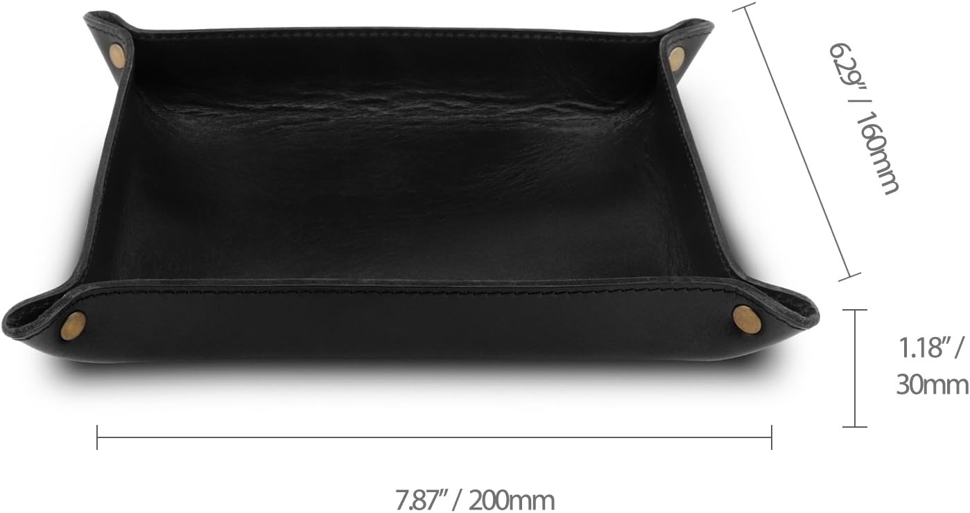 Londo Genuine Leather Tray Organizer - Practical Lightweight Water Resistant Computer Table Desk Storage Box for Wallets, Watches, Keys, Coins, Cell Phones and Office Equipment