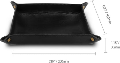 Londo Genuine Leather Tray Organizer - Practical Lightweight Water Resistant Computer Table Desk Storage Box for Wallets, Watches, Keys, Coins, Cell Phones and Office Equipment
