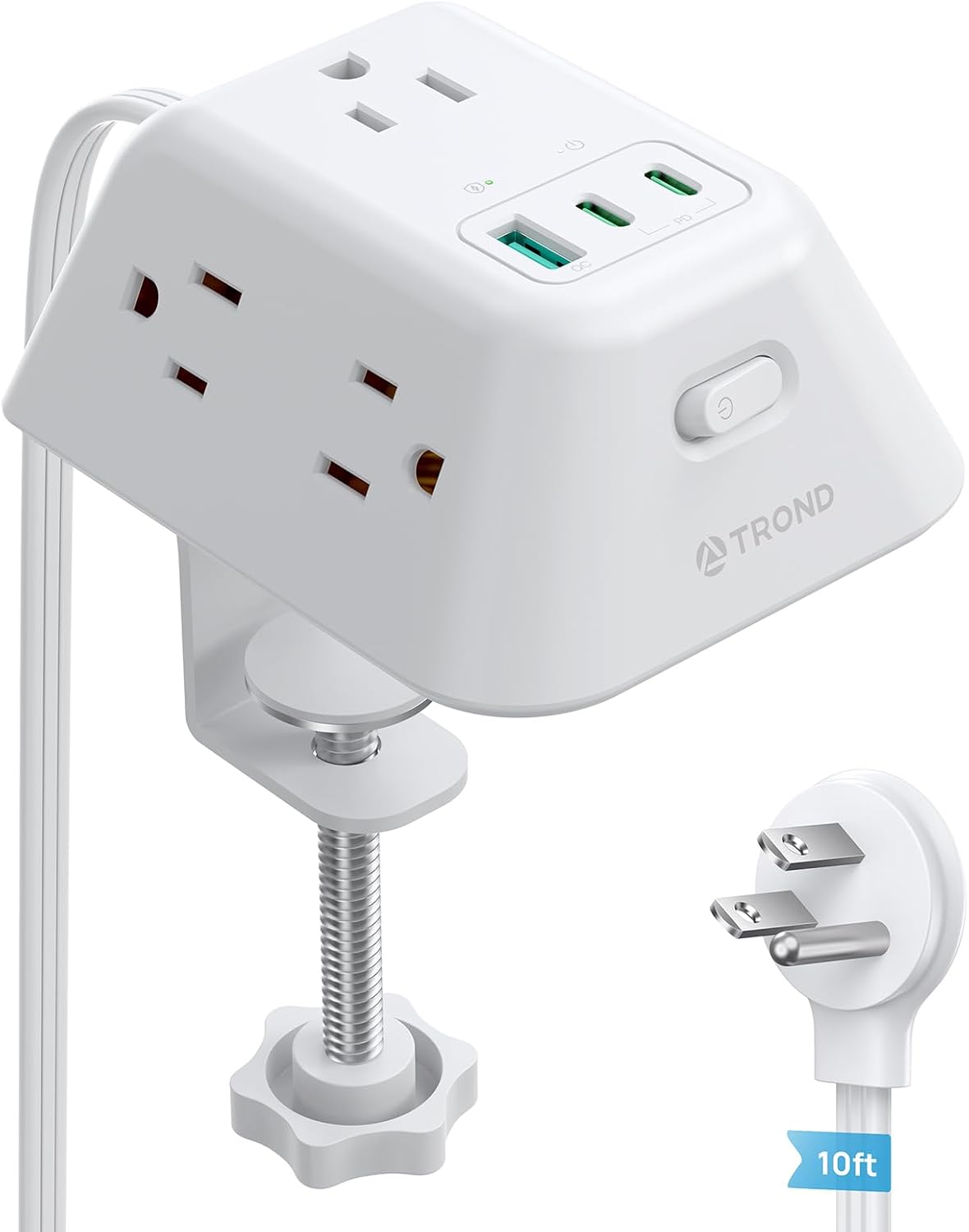 Desk Clamp Power Strip, Surge Protector with 5 AC Outlets and 3 USB Ports, Desk Mount Charging Station, Fit 1.97in Tabletop Edge Thick, 6FT Extension Cord, for Home Office Gaming Accessories, Black
