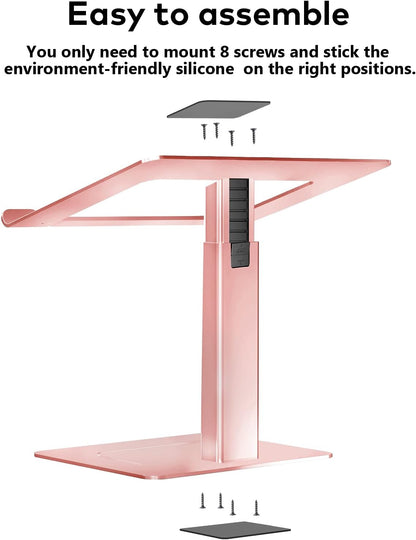 Laptop Stand for Desk, Ergonomic Aluminum Laptop Stand Adjustable Height from 7-15", Sitting and Standing Laptop Riser for 10-17" Notebook