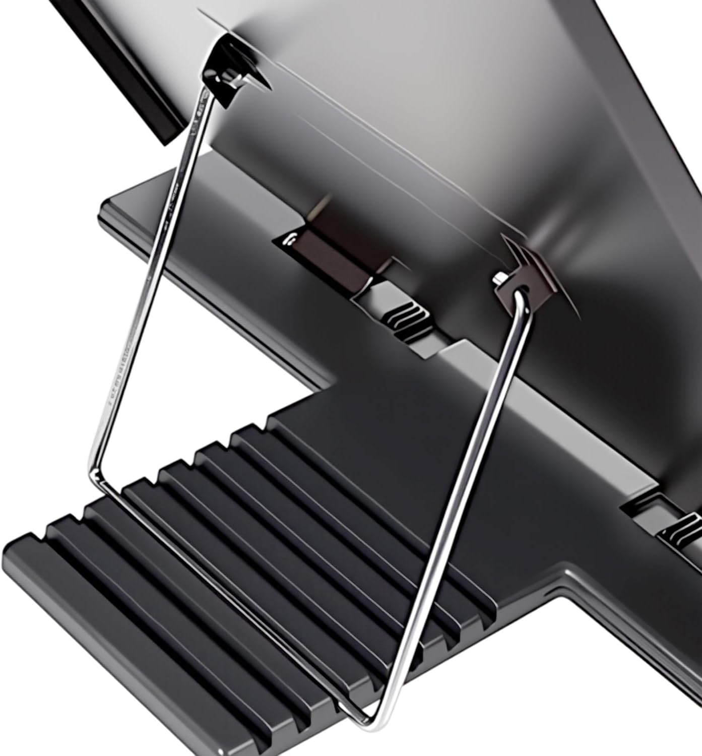 Black Desktop Document Book Holder Clipboard with 7 Adjustable Positions and Adjustable Clip and Line Guide for Typing Reading and Correct Bad Writing Posture