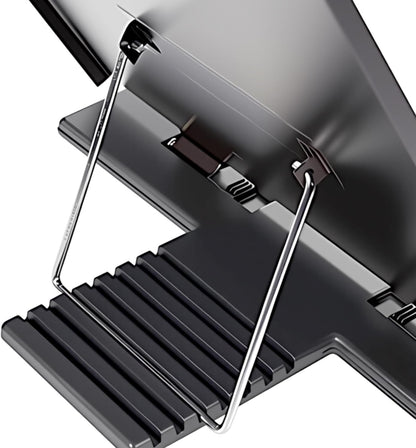 Black Desktop Document Book Holder Clipboard with 7 Adjustable Positions and Adjustable Clip and Line Guide for Typing Reading and Correct Bad Writing Posture