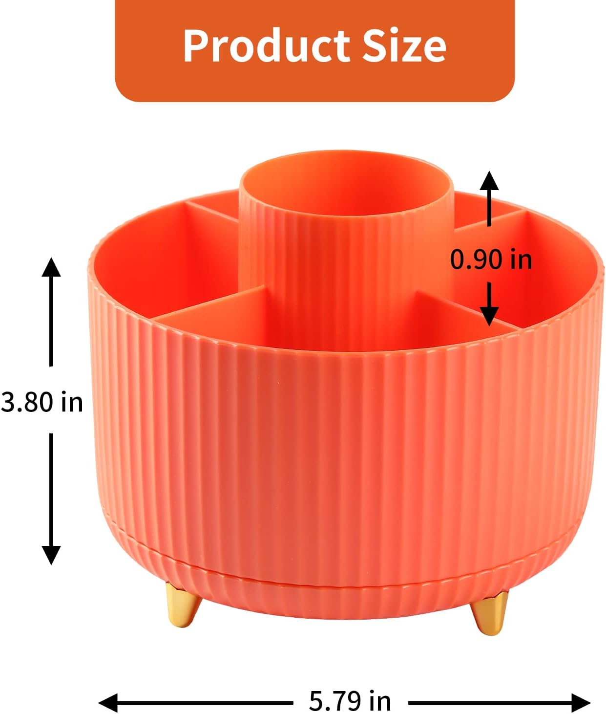 Desk Pencil Pen Holder, 5 Slots 360°Degree Rotating Pen Organizers for Desk, Desktop Storage Stationery Supplies Organizer, Cute Pencil Cup Pot for Office, School, Home, Art Supply, Dark Green